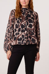 Lurex Pebble High Neck Blouse