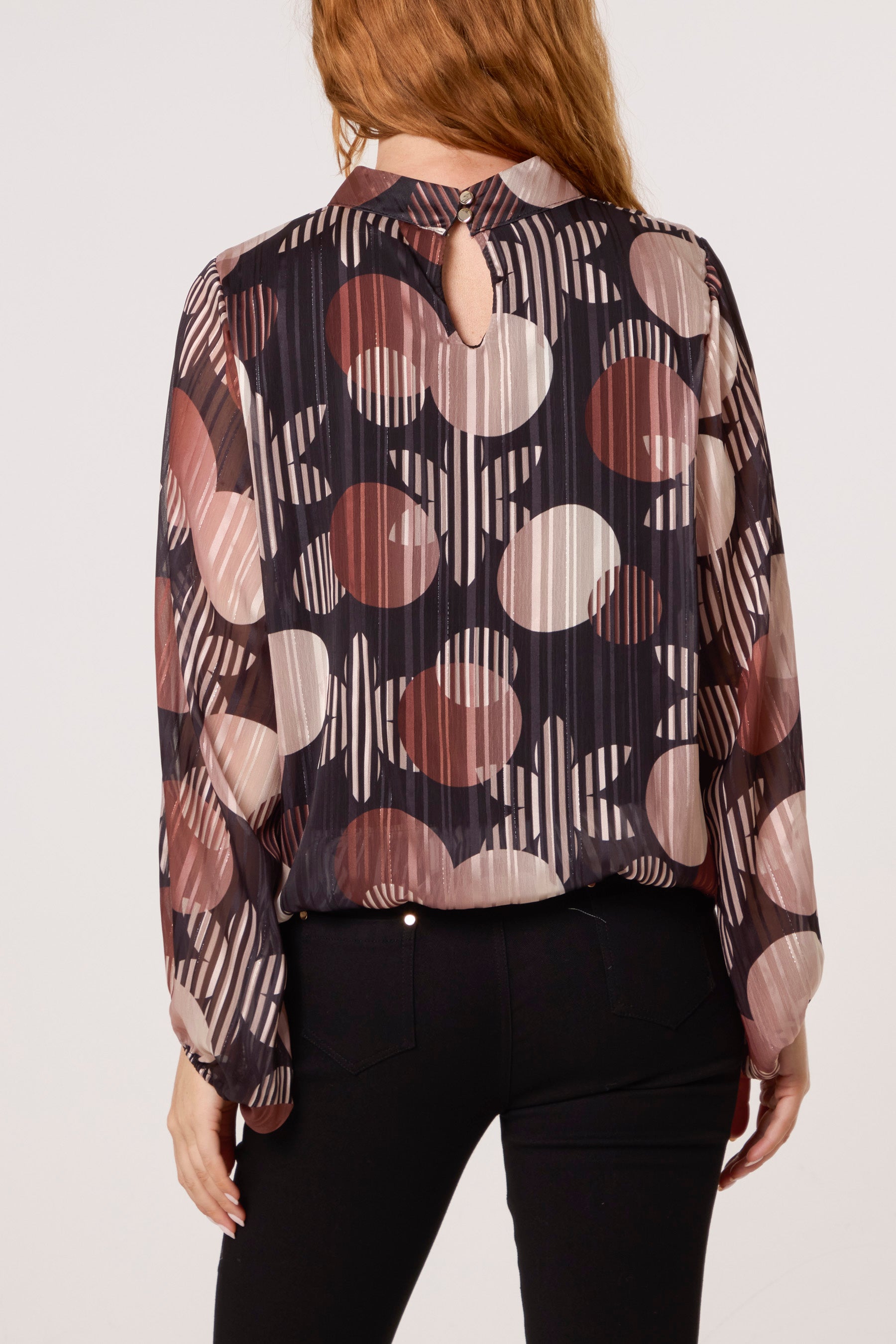 Lurex Circles High Neck Blouse