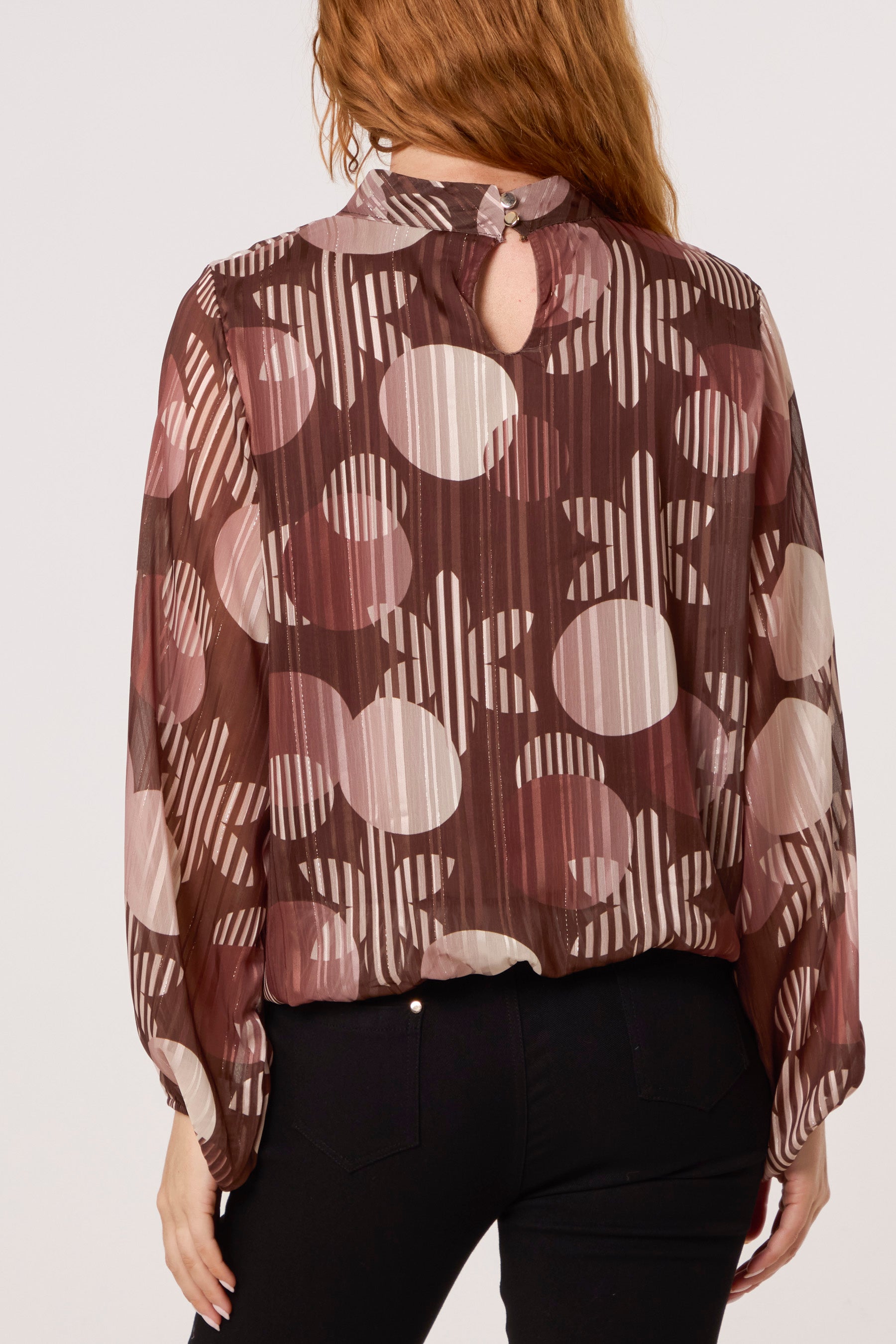 Lurex Circles High Neck Blouse