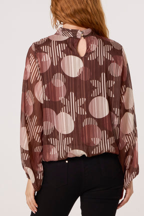 Lurex Circles High Neck Blouse