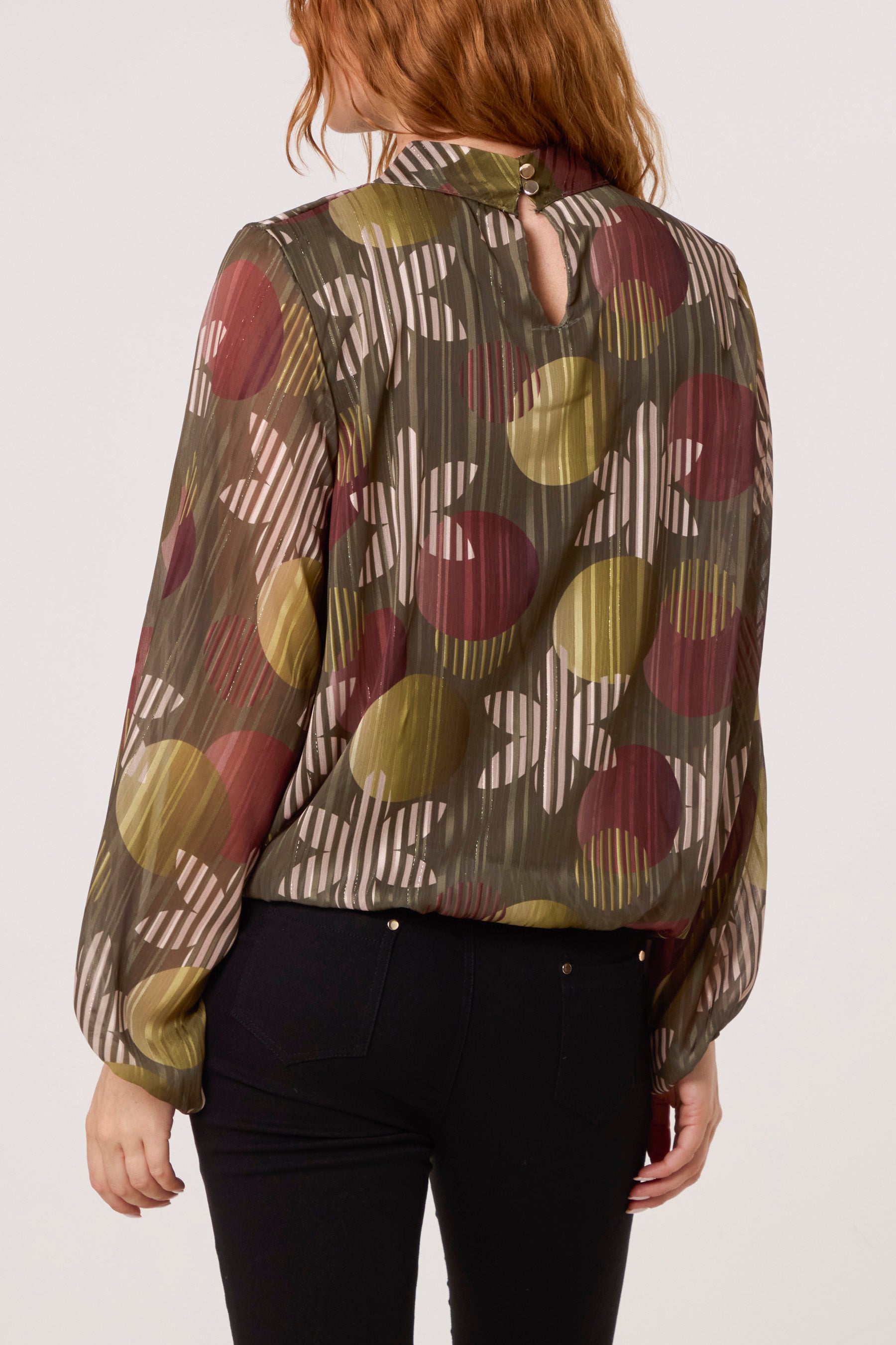 Lurex Circles High Neck Blouse