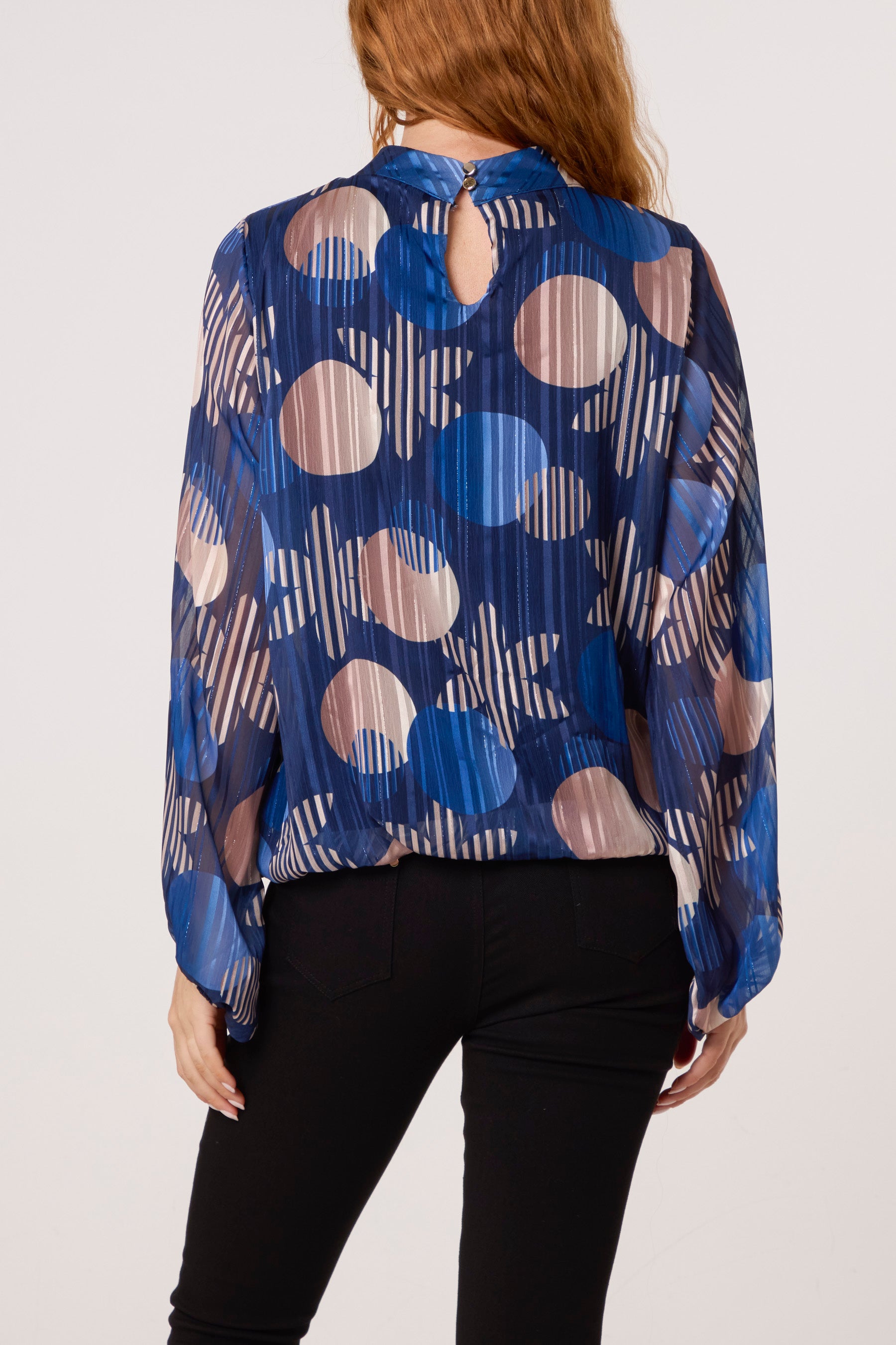 Lurex Circles High Neck Blouse