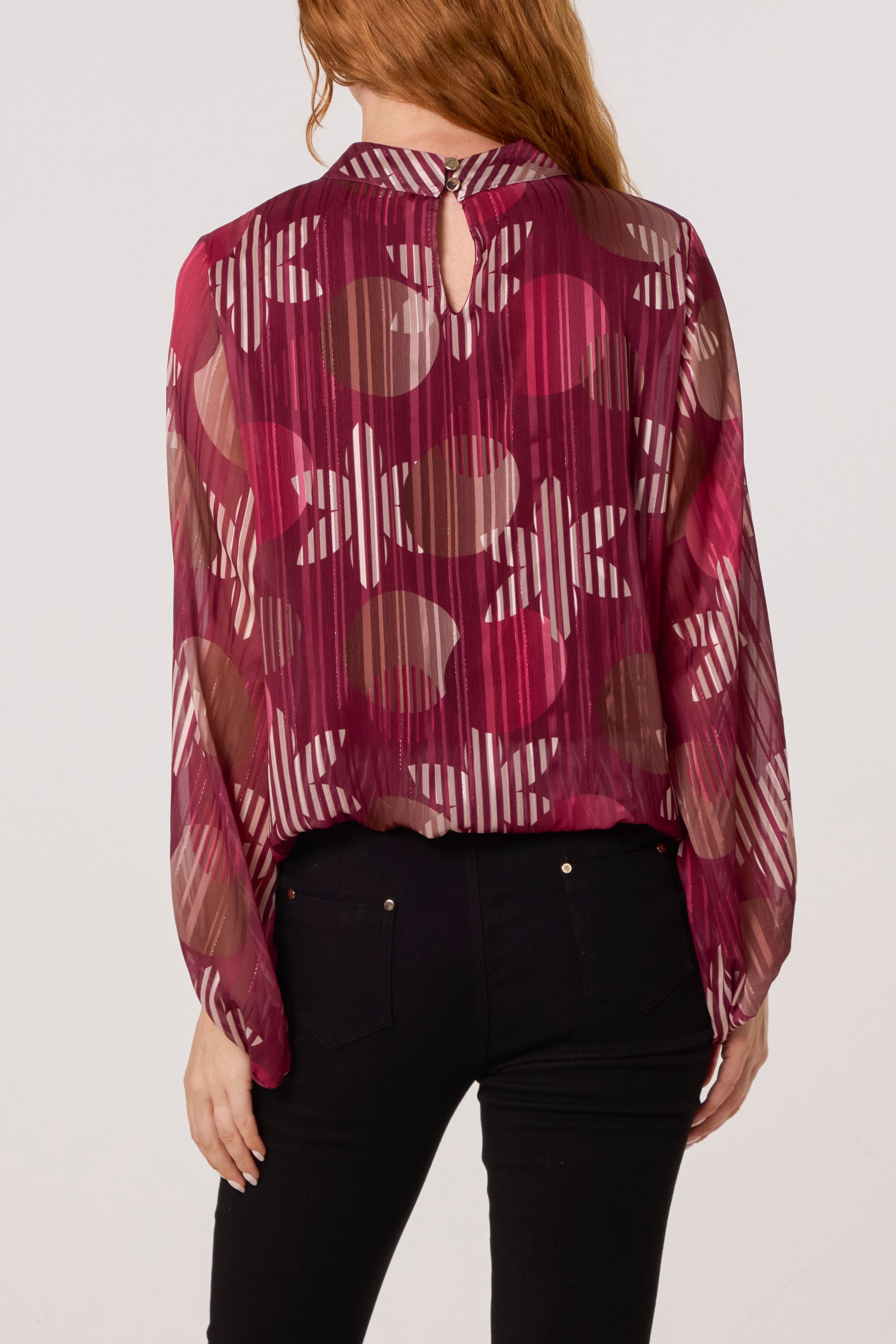 Lurex Circles High Neck Blouse
