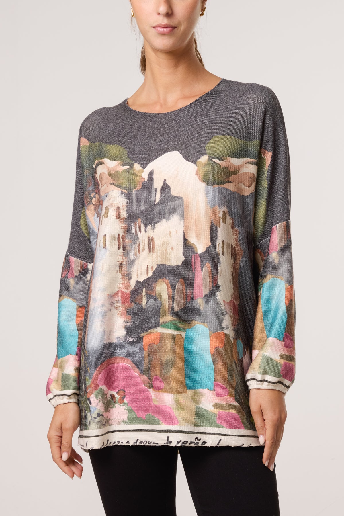 Landscape Print Fine Knit Jumper