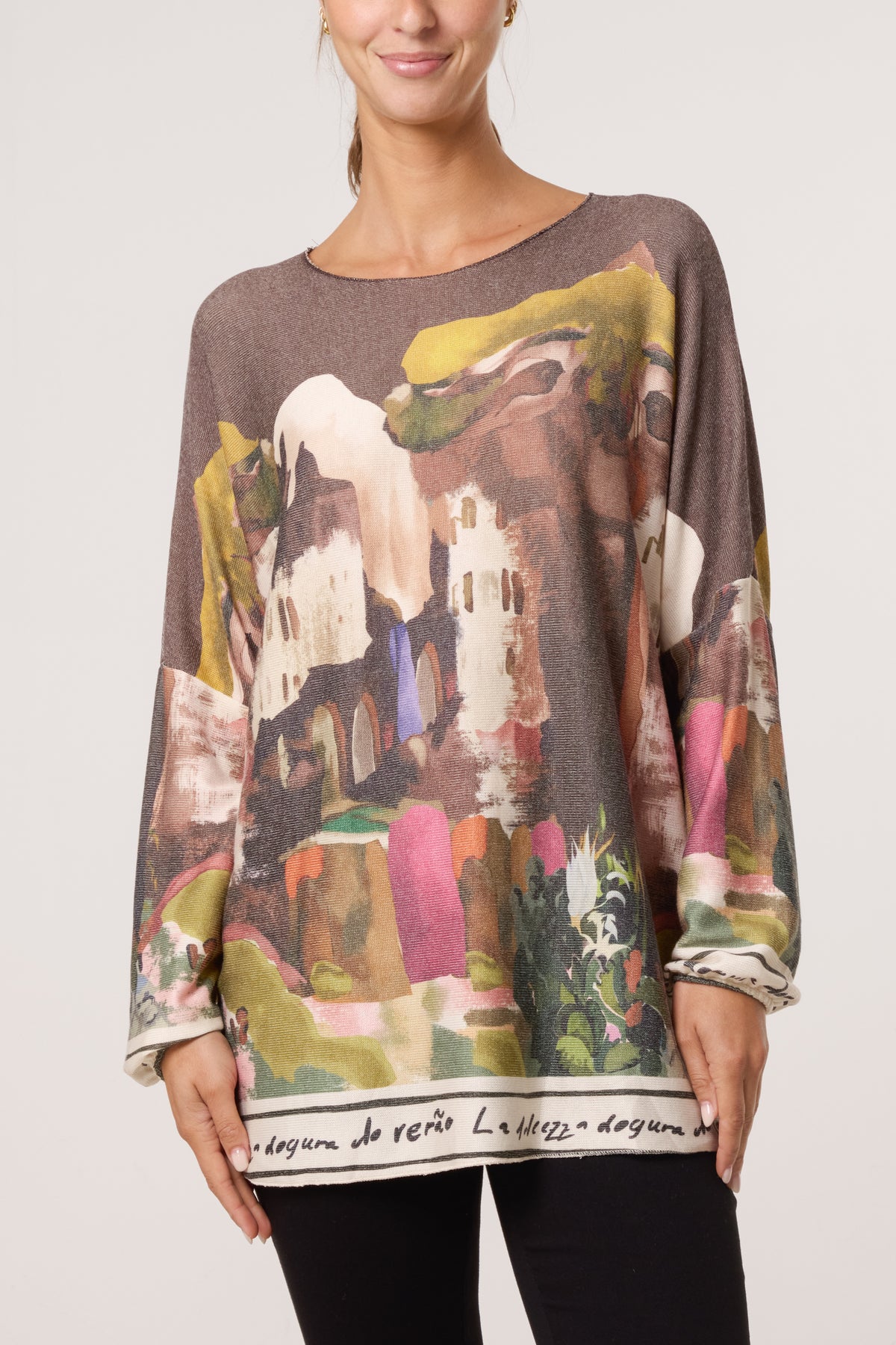 Landscape Print Fine Knit Jumper