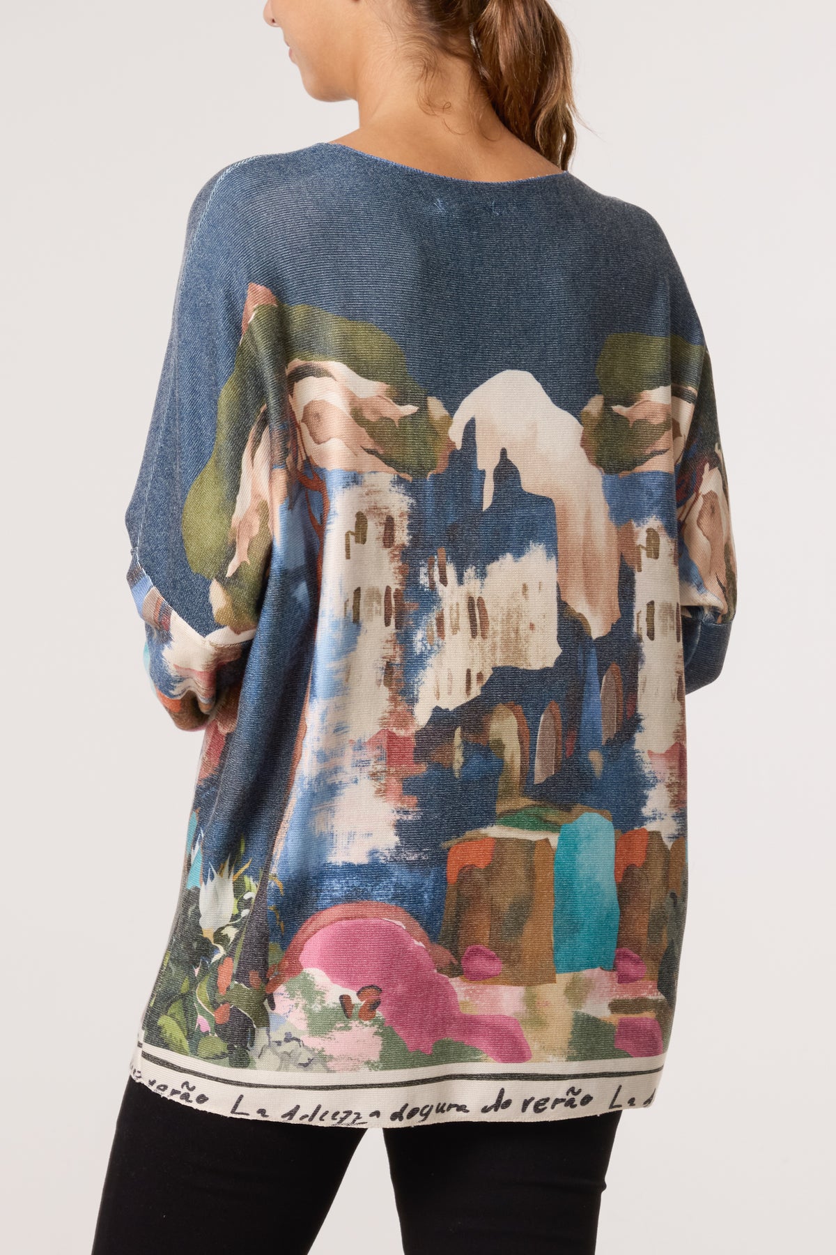 Landscape Print Fine Knit Jumper