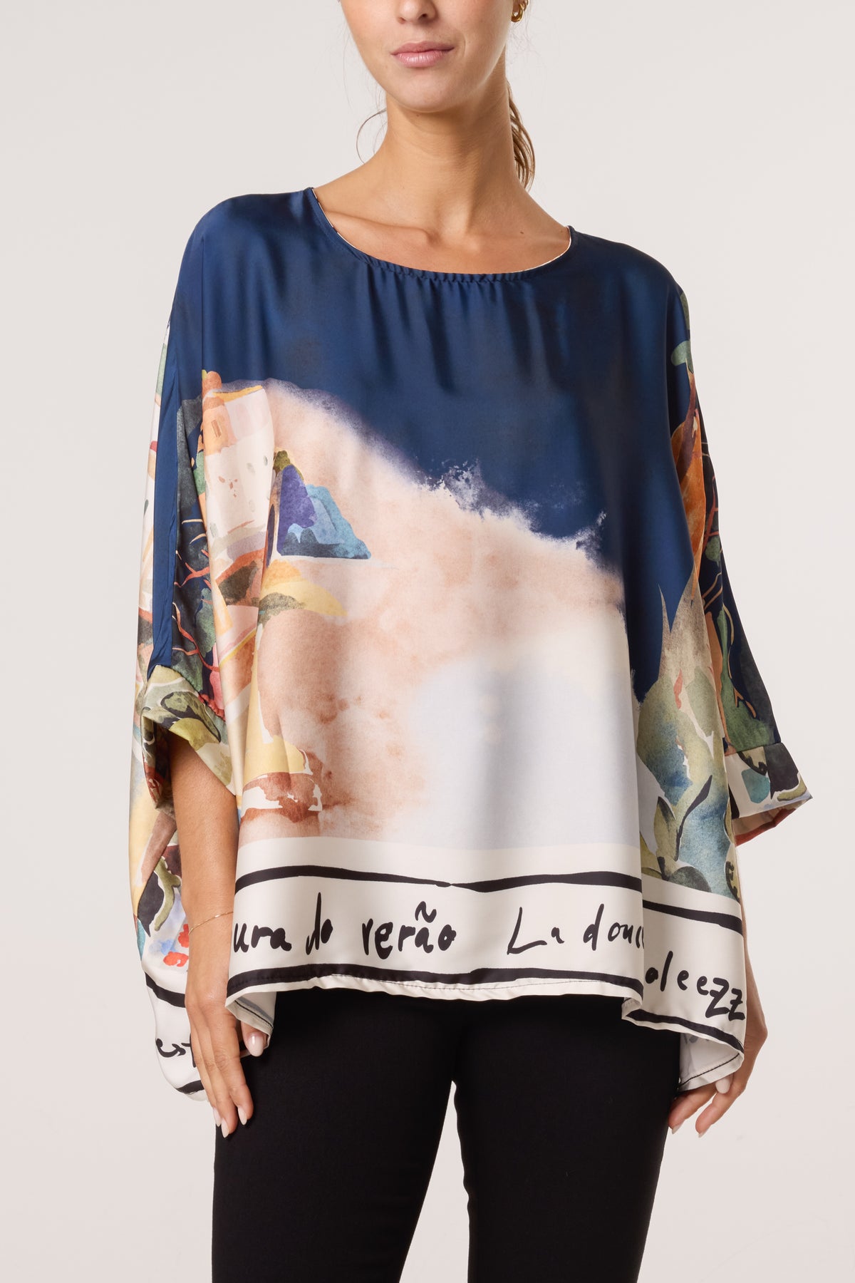 Landscape Satin Floaty Blouse