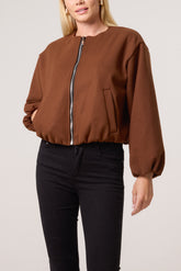 Soft Touch Zip Up Bomber Jacket