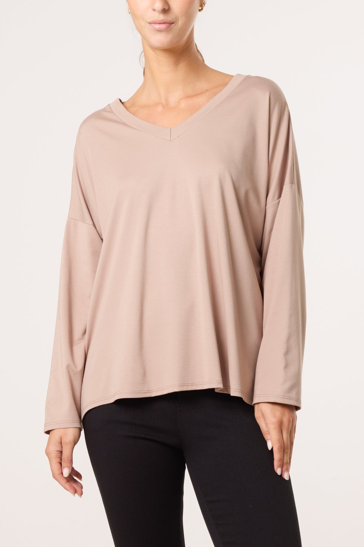 V-Neck Long Sleeve Basic T-Shirt