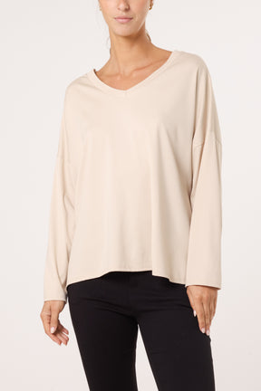 V-Neck Long Sleeve Basic T-Shirt