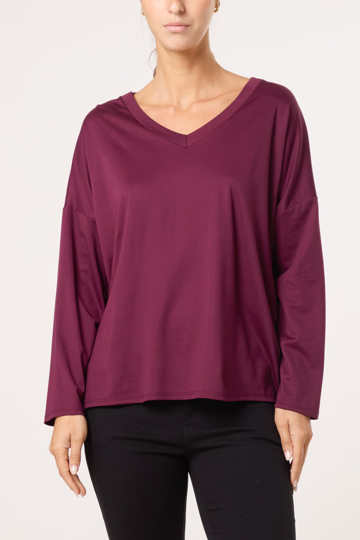 V-Neck Long Sleeve Basic T-Shirt