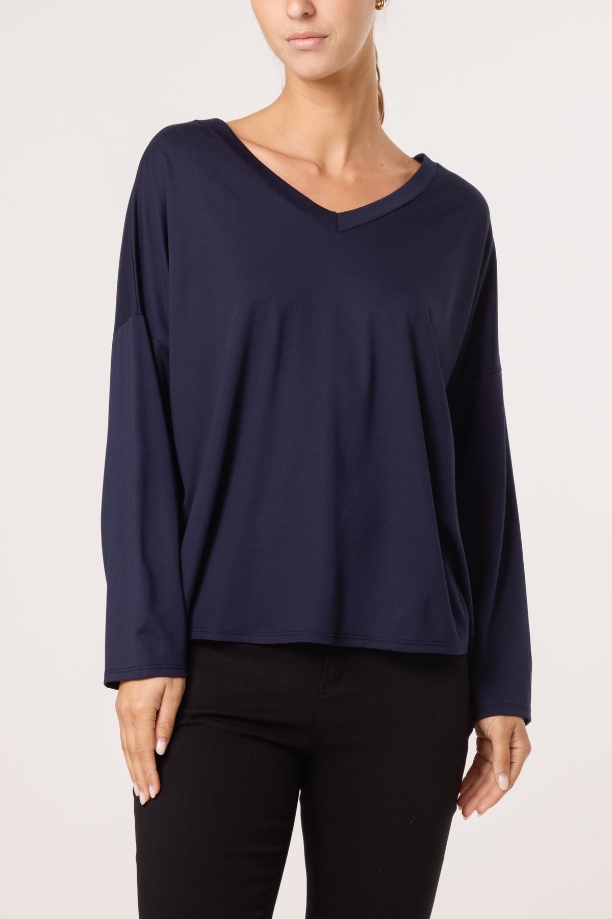 V-Neck Long Sleeve Basic T-Shirt