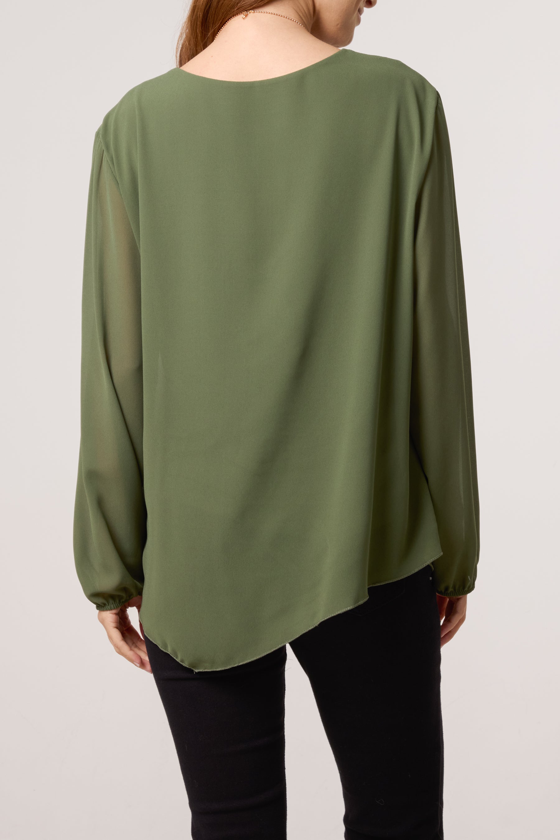 Necklace Tie Side Chiffon Blouse