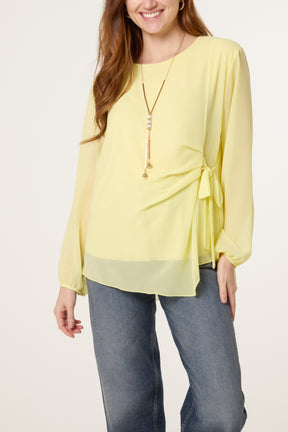 Necklace Tie Side Chiffon Blouse