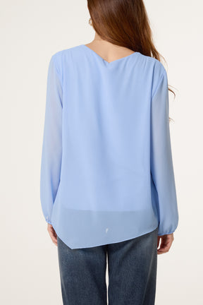 Necklace Tie Side Chiffon Blouse