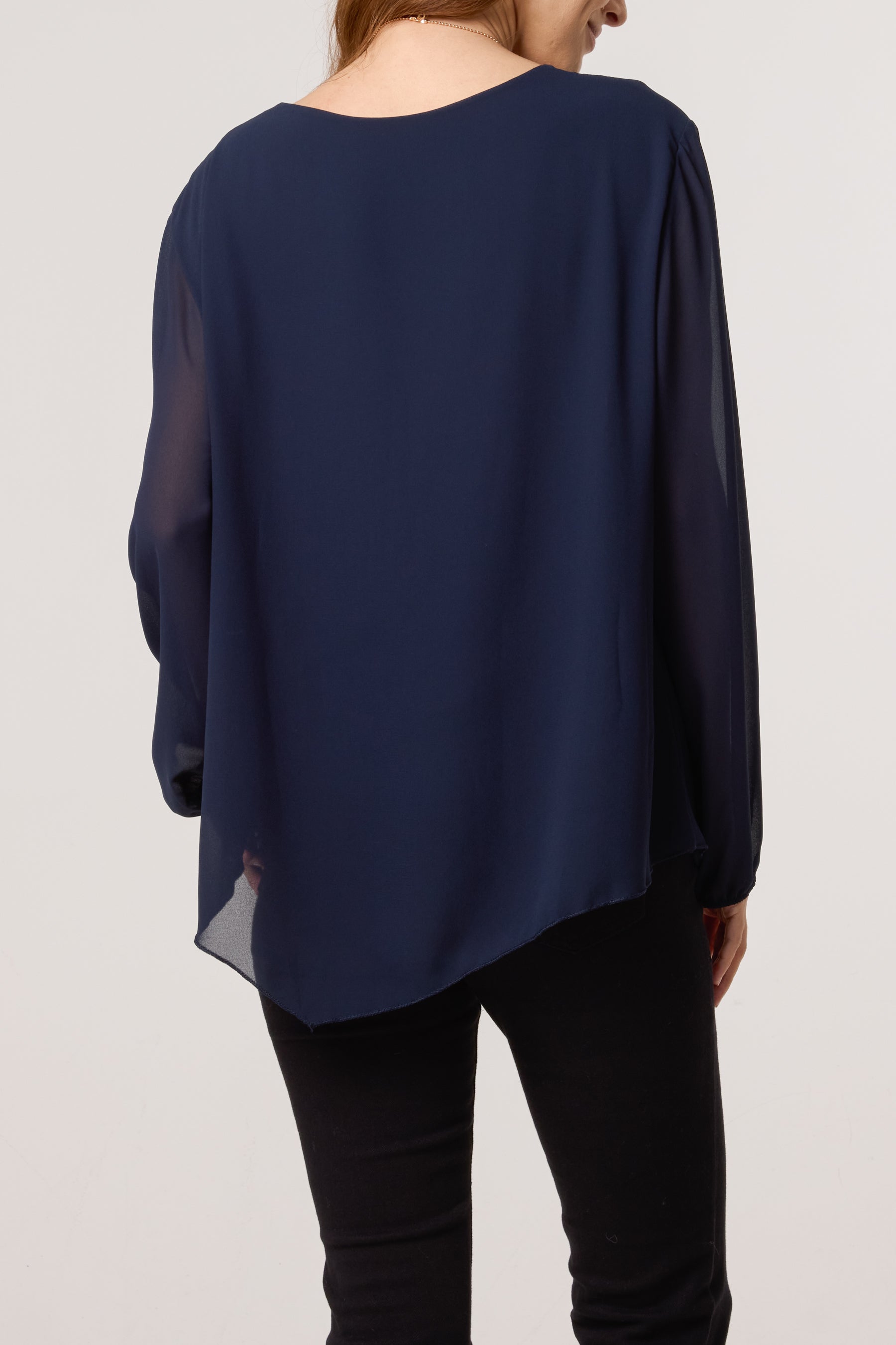 Necklace Tie Side Chiffon Blouse
