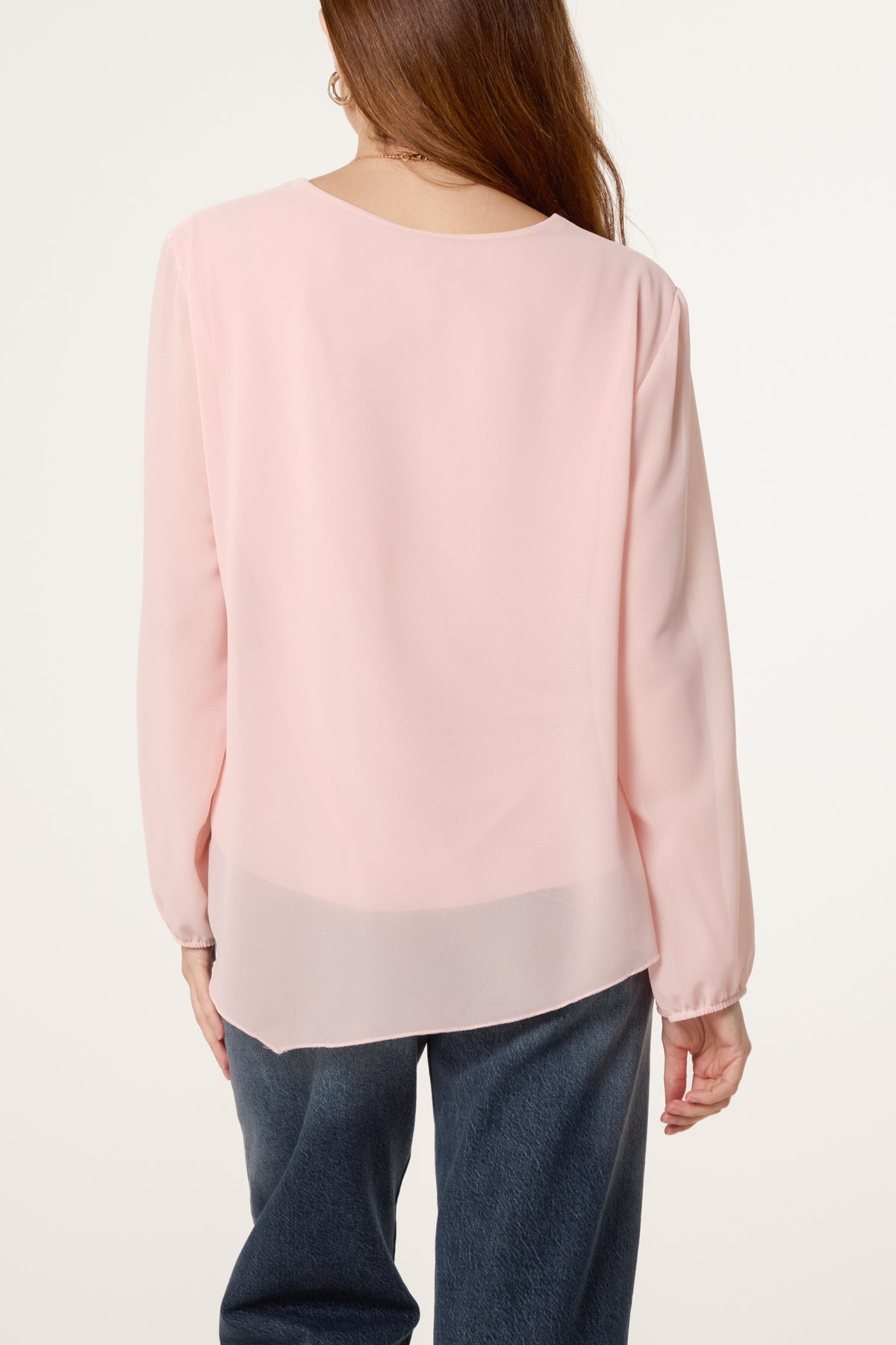 Necklace Tie Side Chiffon Blouse