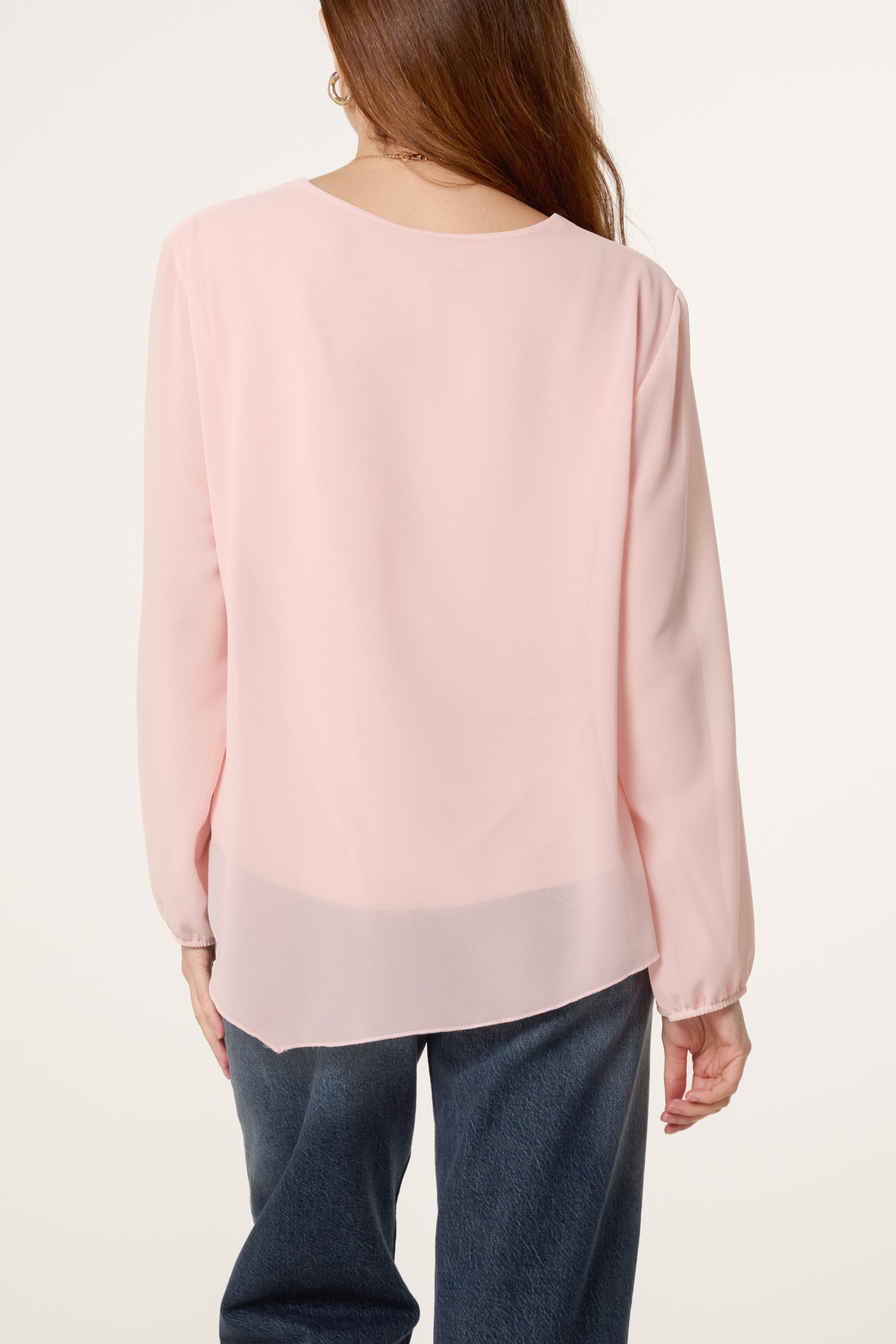 Necklace Tie Side Chiffon Blouse