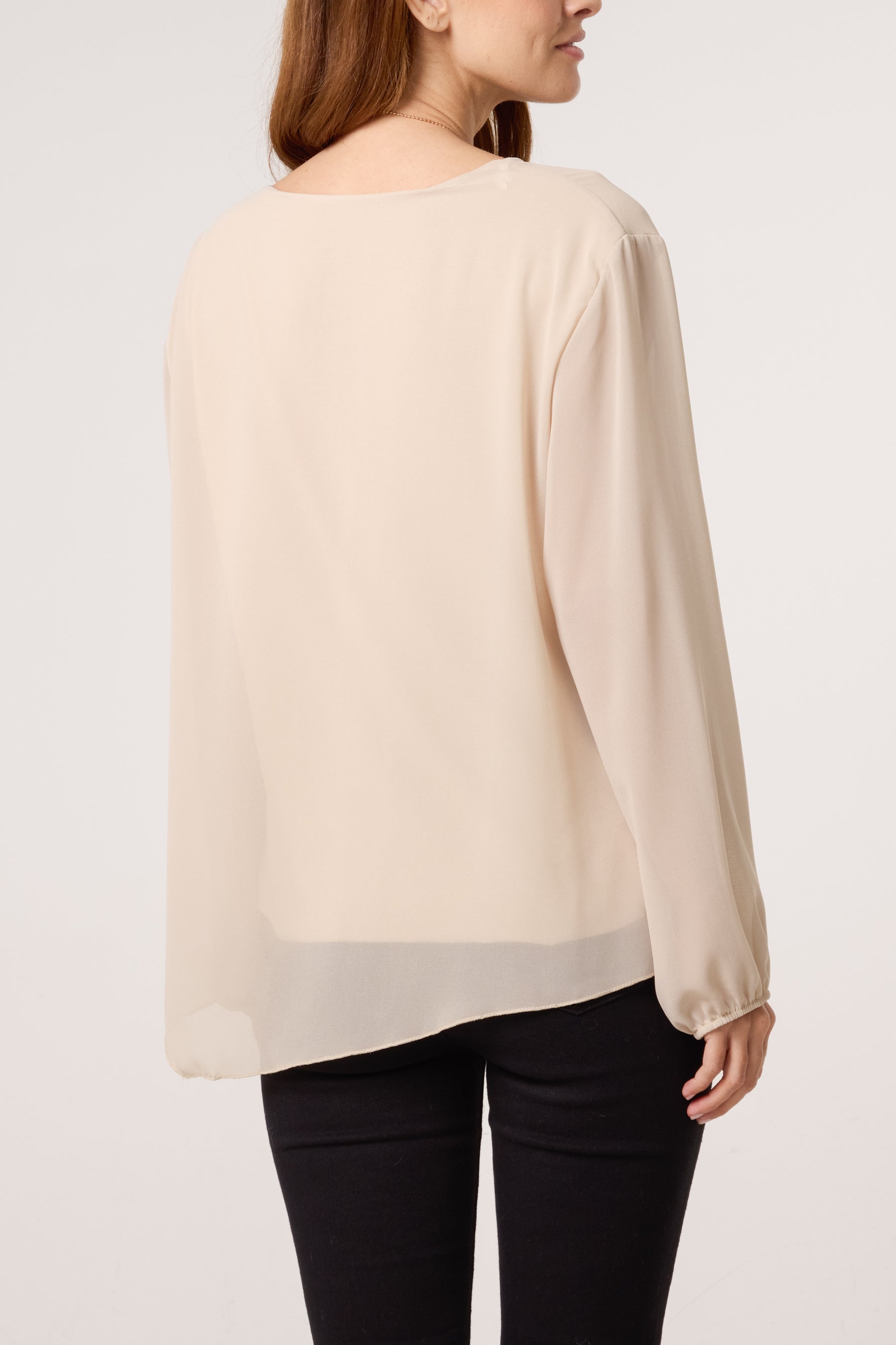 Necklace Tie Side Chiffon Blouse