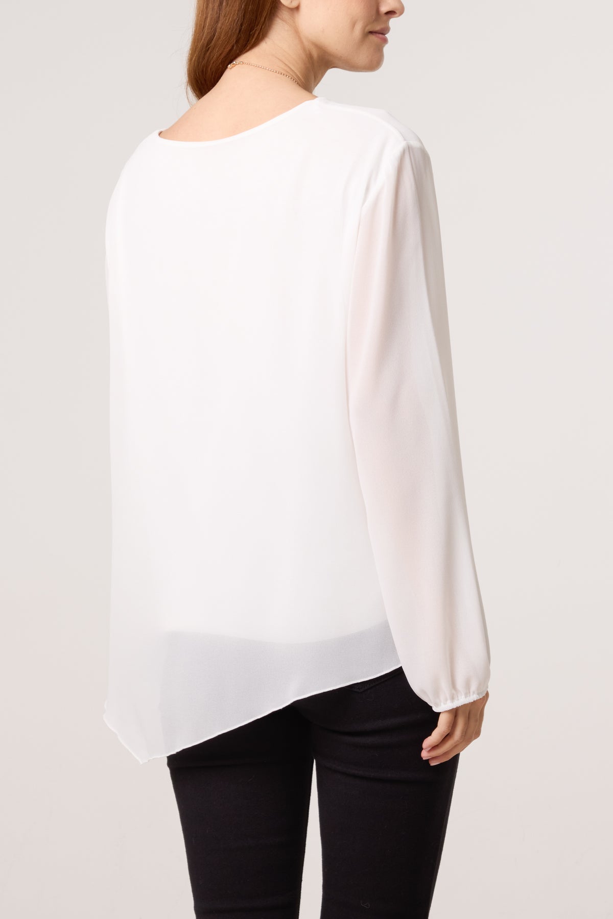 Necklace Tie Side Chiffon Blouse