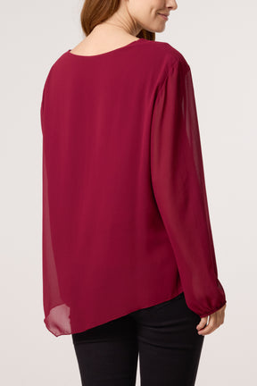 Necklace Tie Side Chiffon Blouse