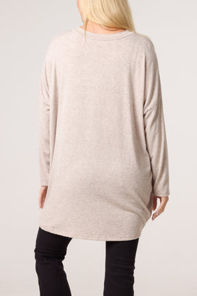 Necklace Lurex Trim Fine Knit Jumper