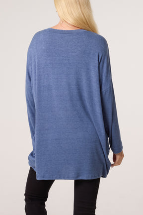 Necklace Lurex Trim Fine Knit Jumper