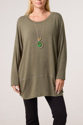 Necklace Lurex Trim Fine Knit Jumper