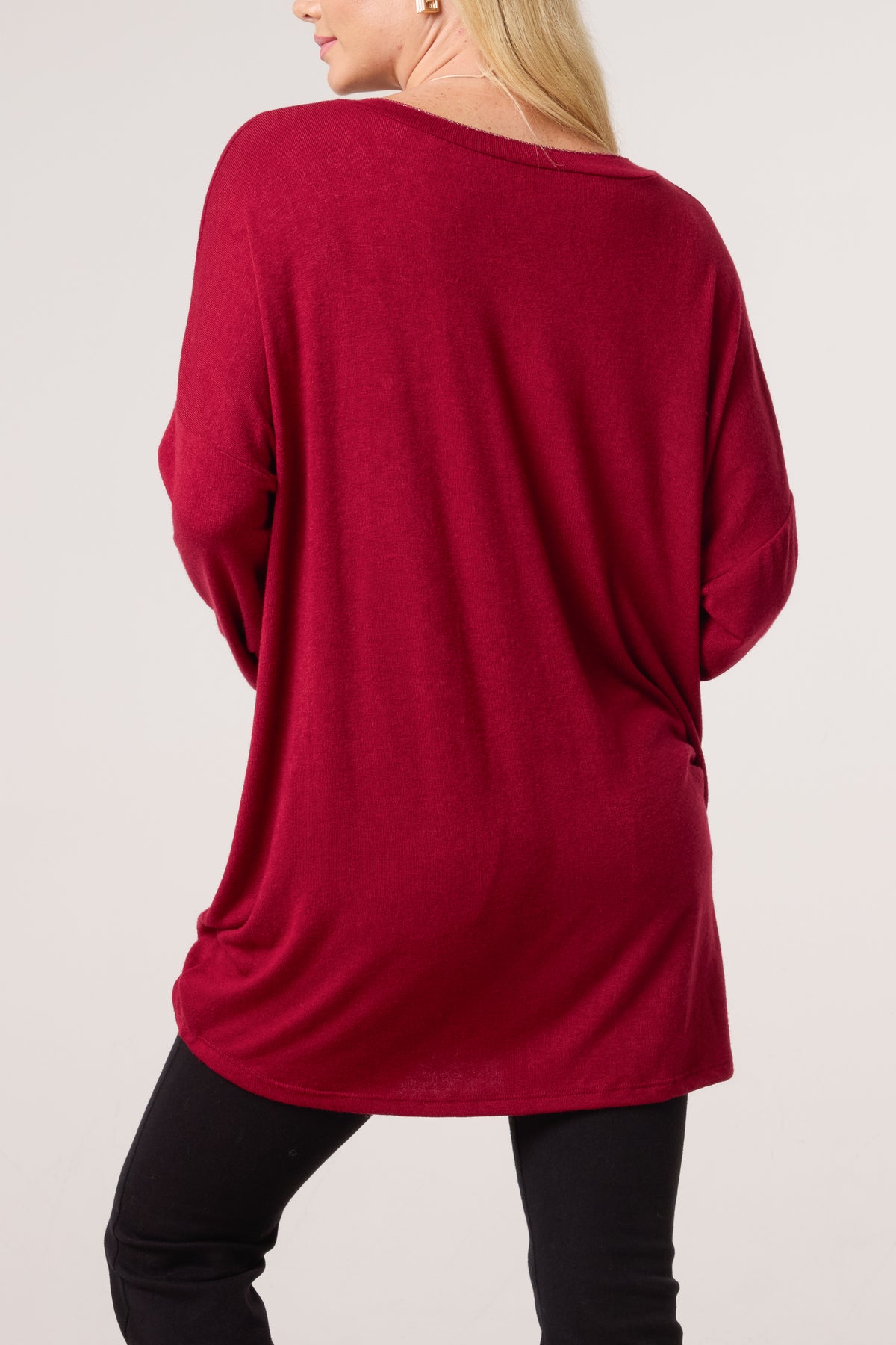 Necklace Lurex Trim Fine Knit Jumper