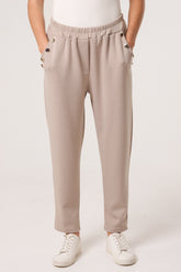 Gold Button Detail Soft Touch Trousers