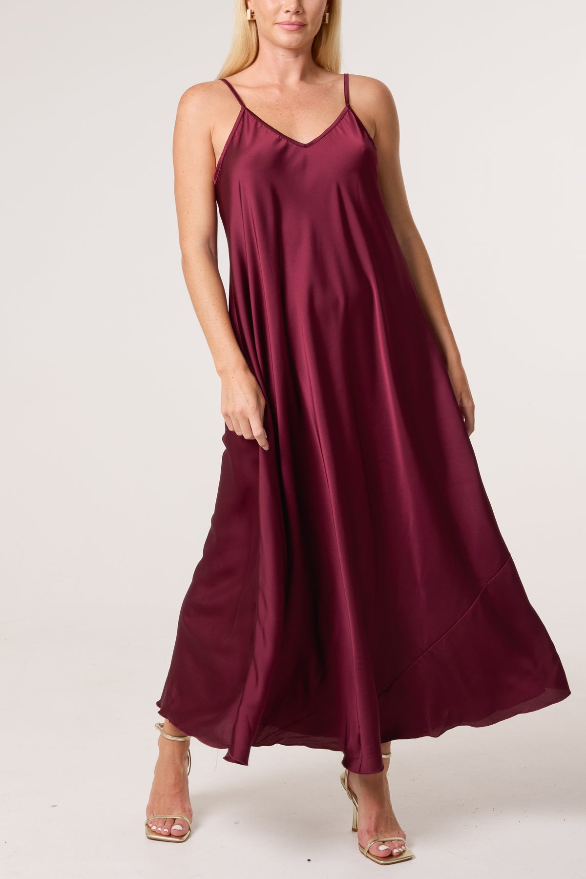 Strappy Satin Maxi Dress