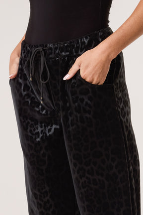Leopard PU Coated Stretch Trousers