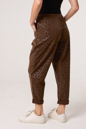 Leopard PU Coated Stretch Trousers