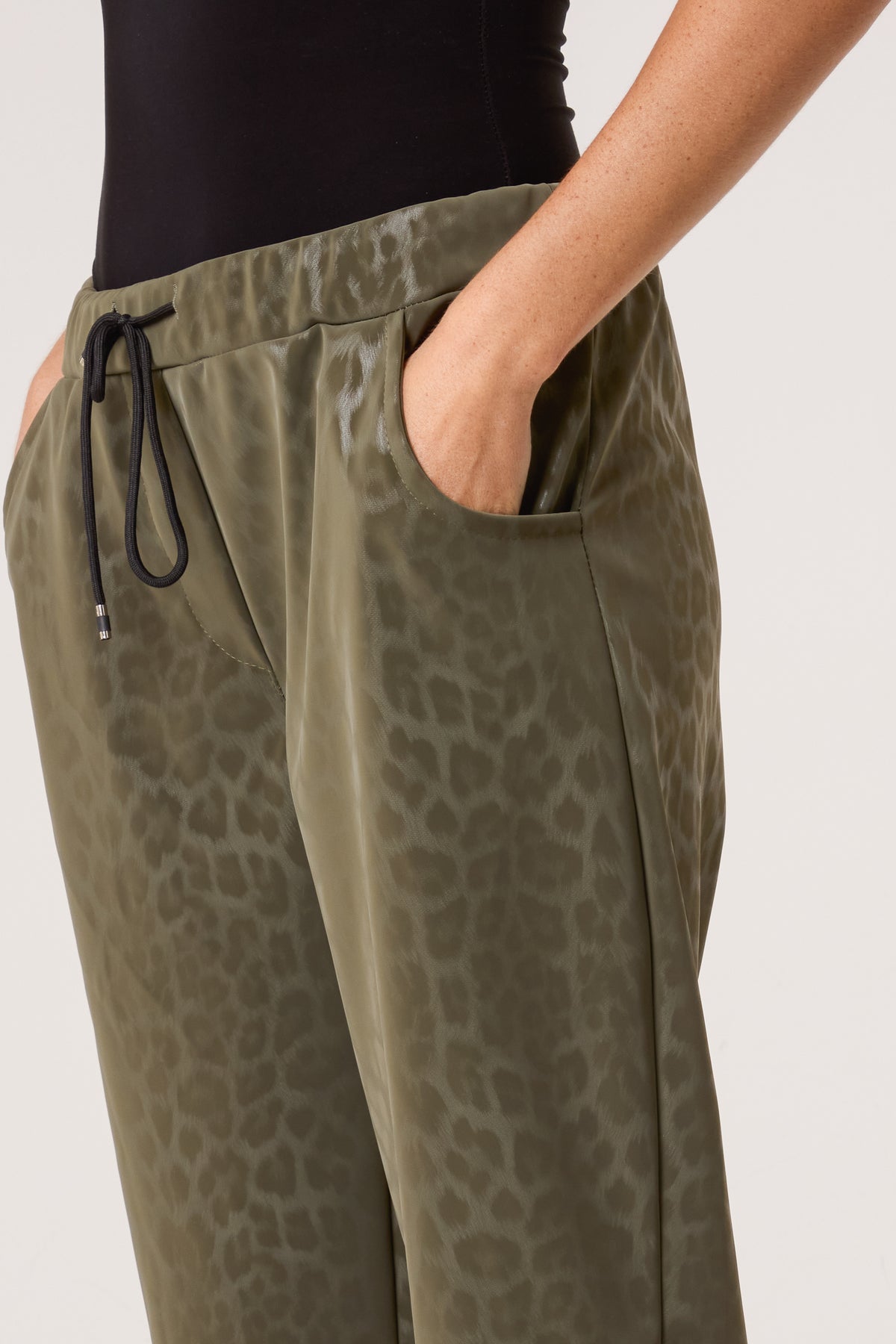 Leopard PU Coated Stretch Trousers