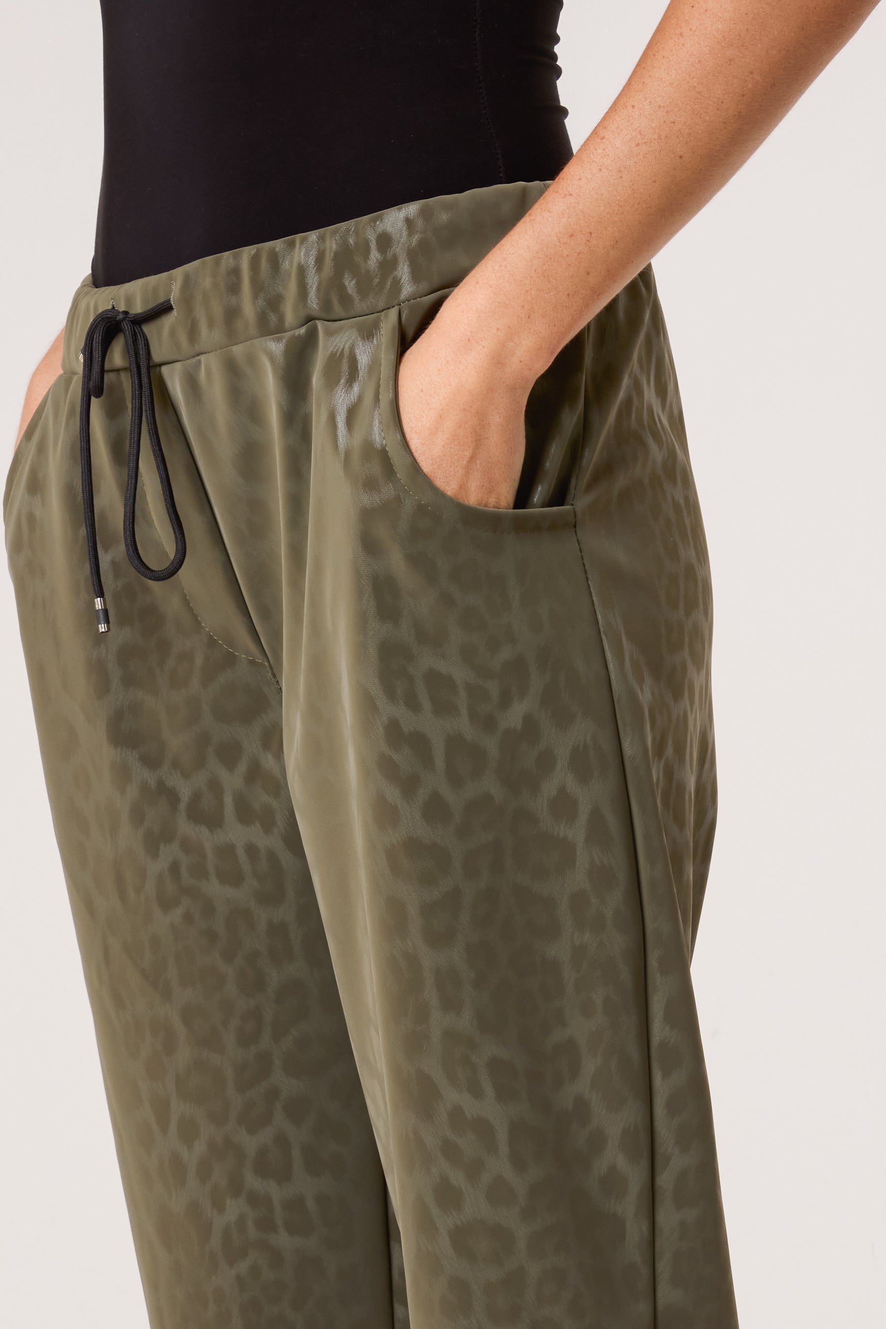 Leopard PU Coated Stretch Trousers