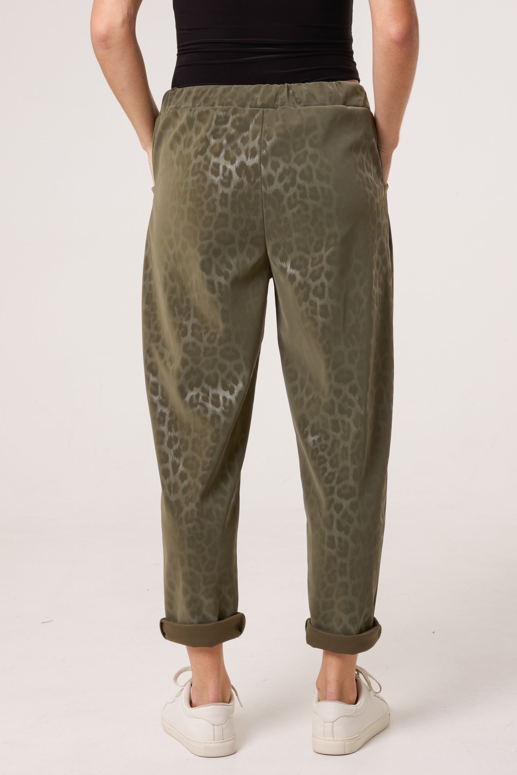Leopard PU Coated Stretch Trousers