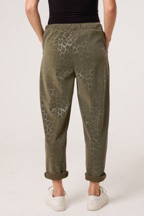 Leopard PU Coated Stretch Trousers