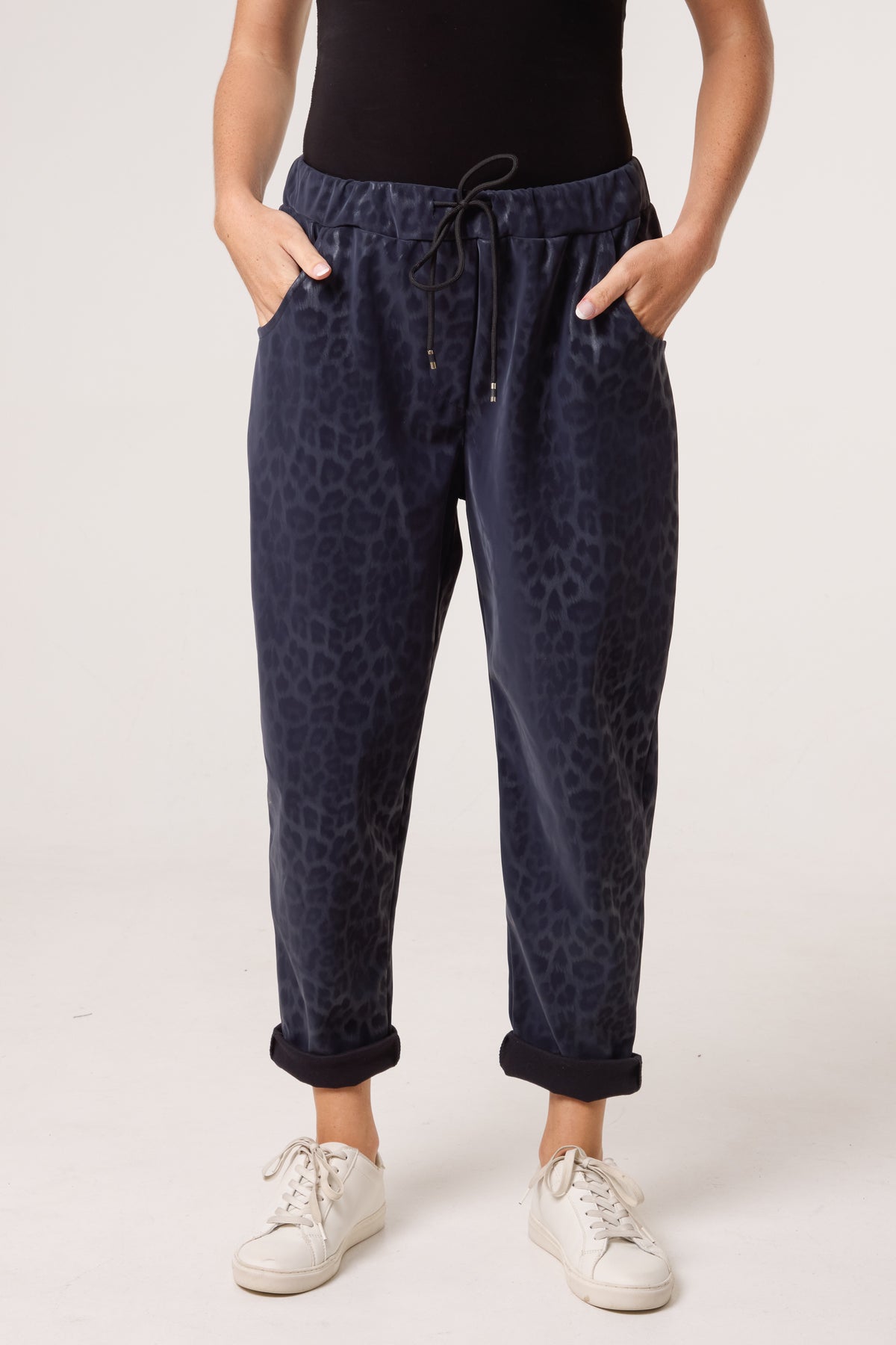 Leopard PU Coated Stretch Trousers
