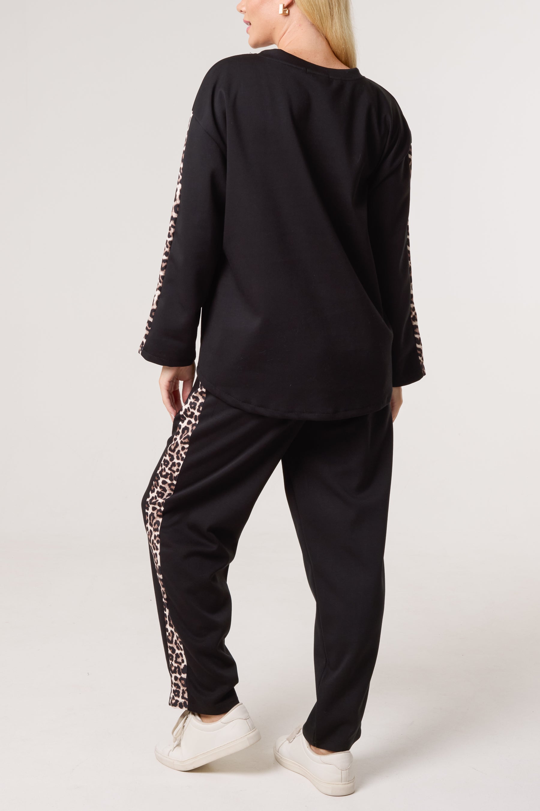 Leopard Print Detail Tracksuit Set