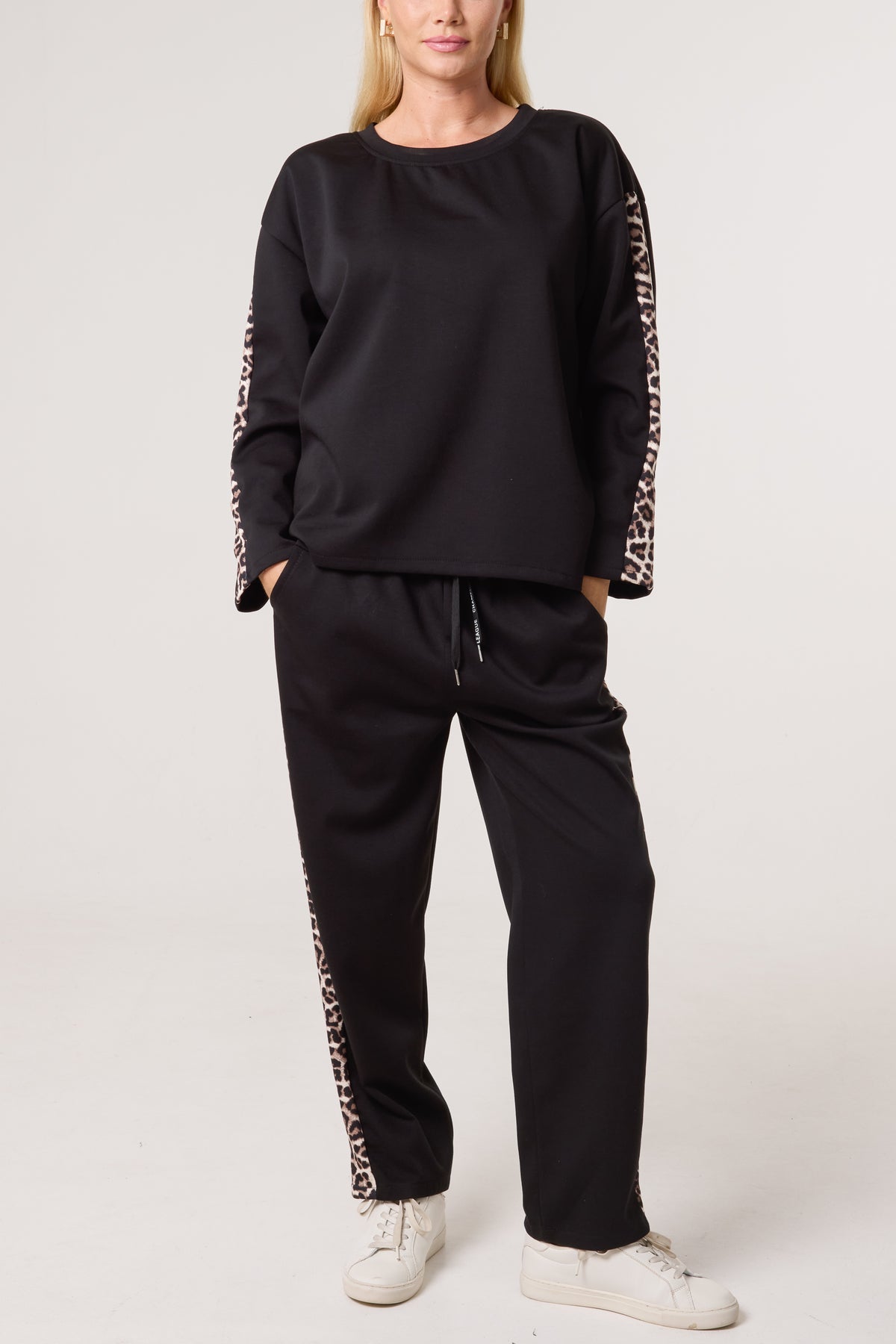 Leopard Print Detail Tracksuit Set