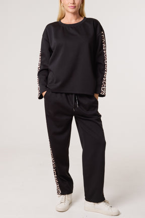 Leopard Print Detail Tracksuit Set