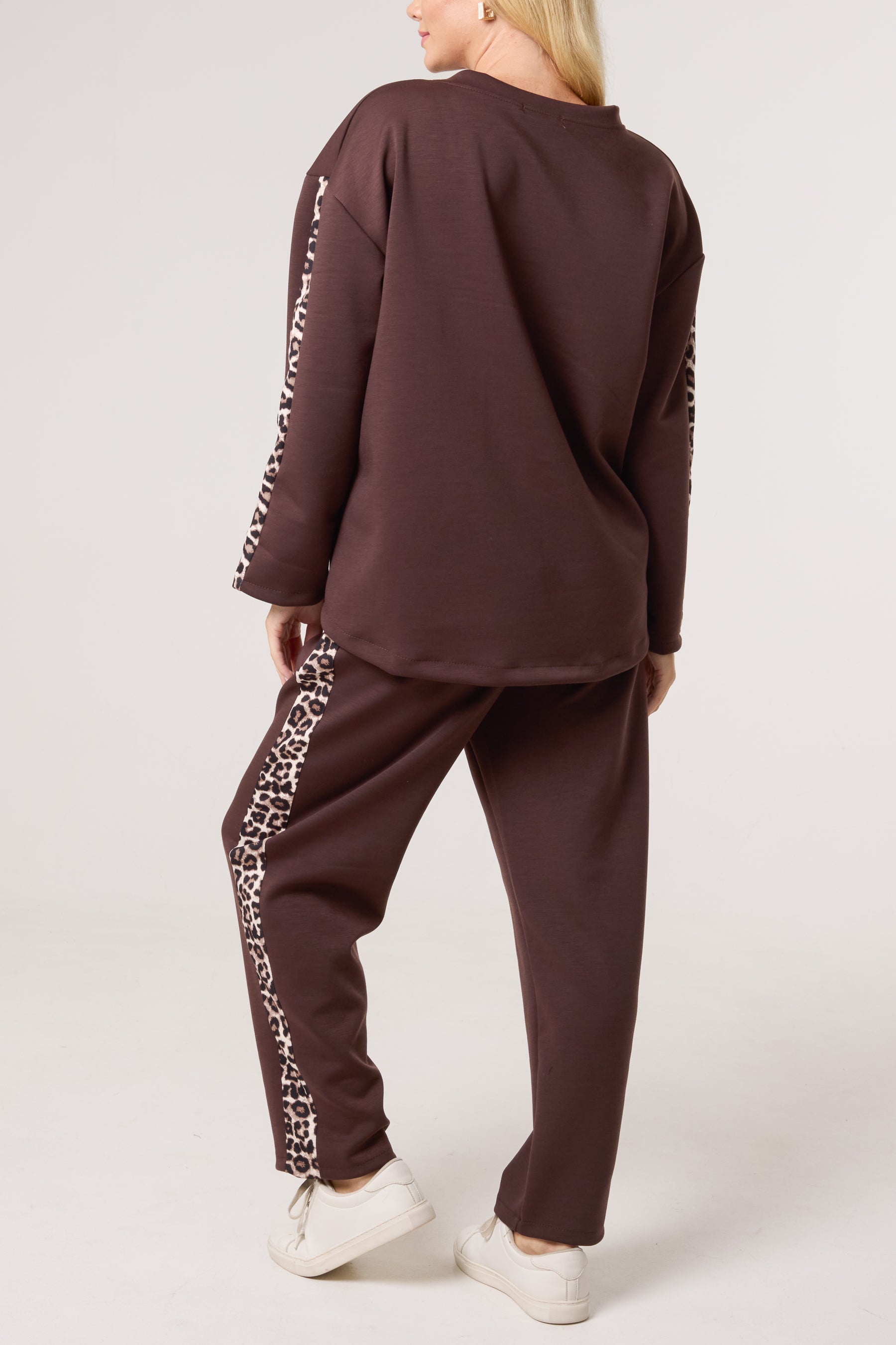 Leopard Print Detail Tracksuit Set