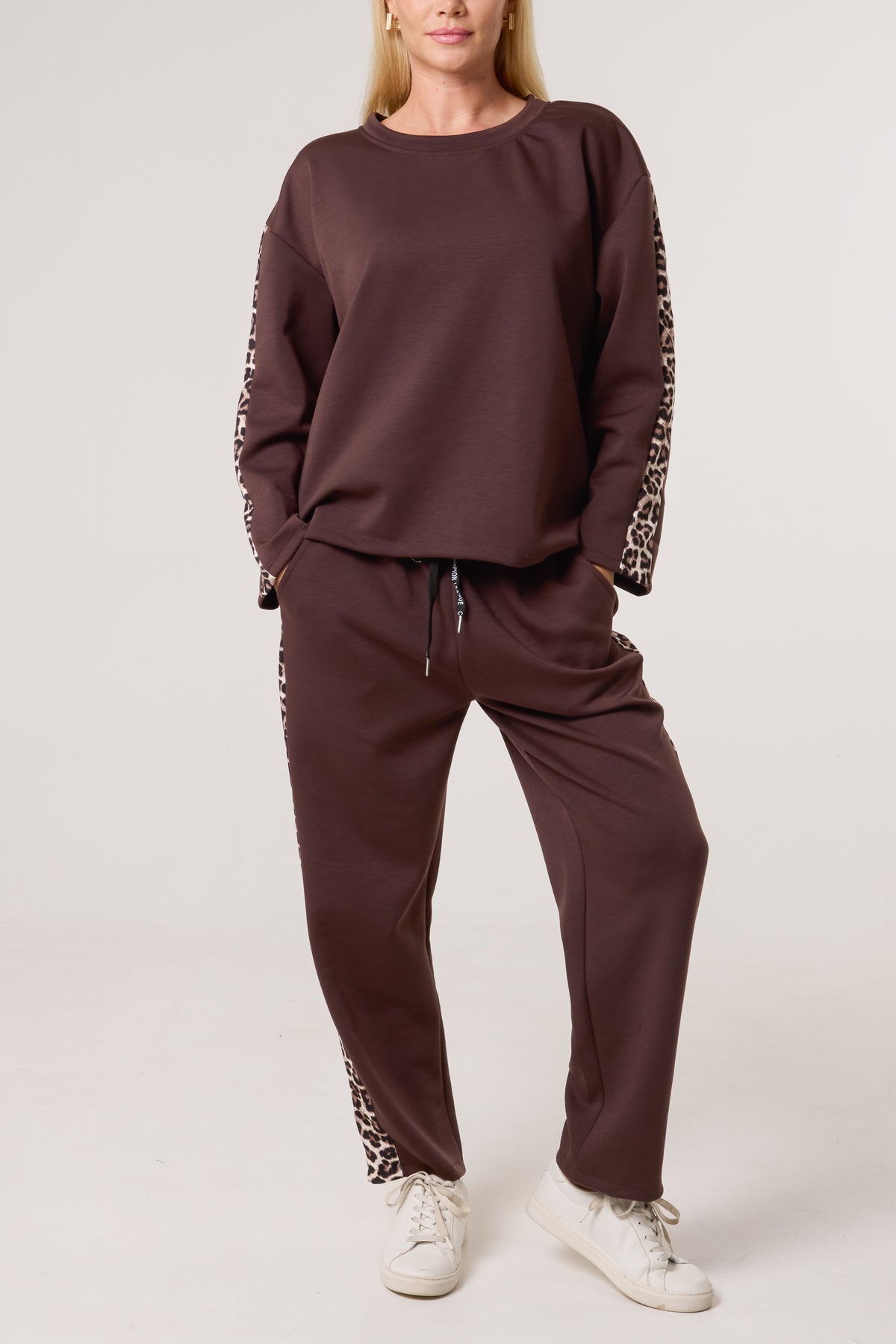 Leopard Print Detail Tracksuit Set
