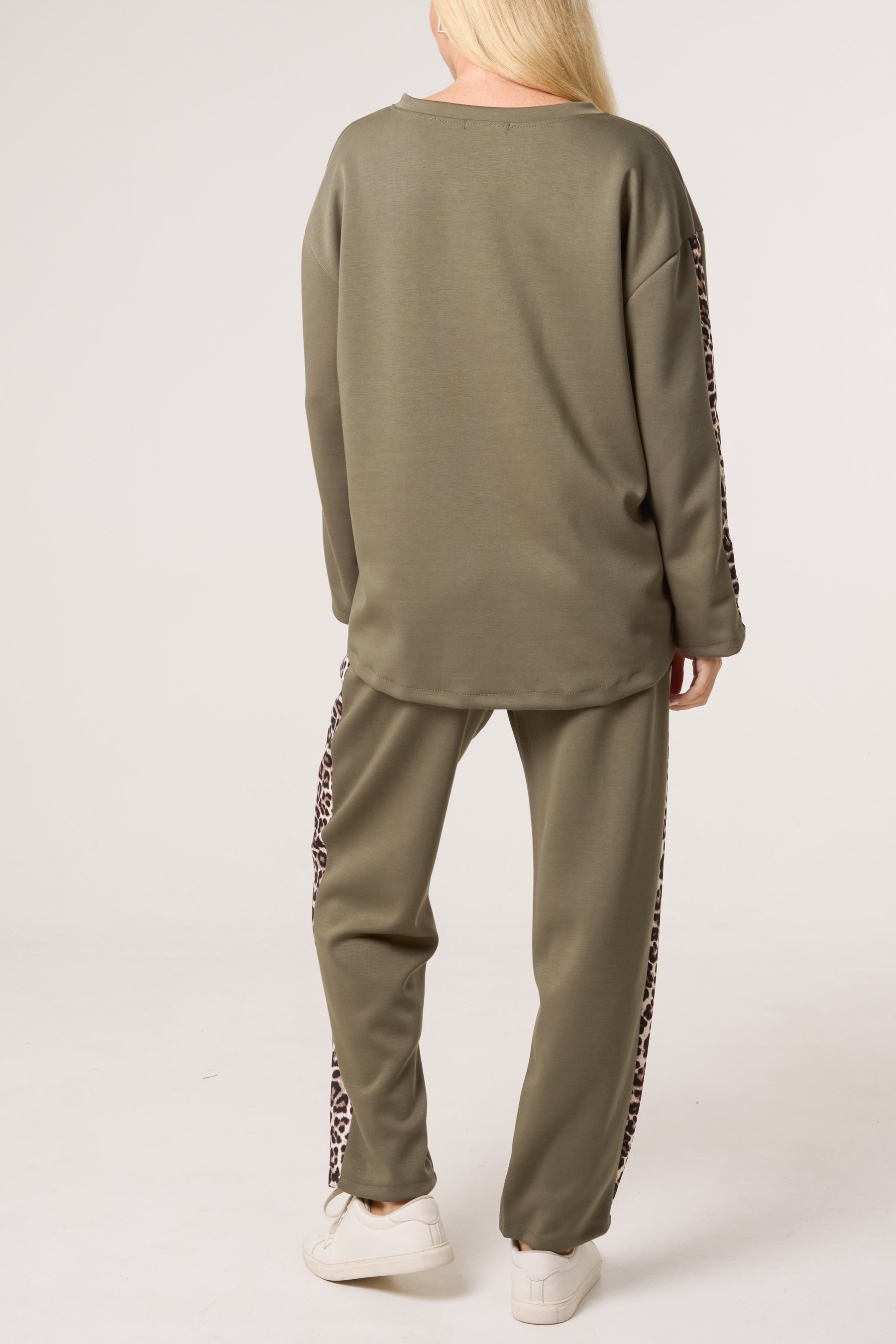 Leopard Print Detail Tracksuit Set
