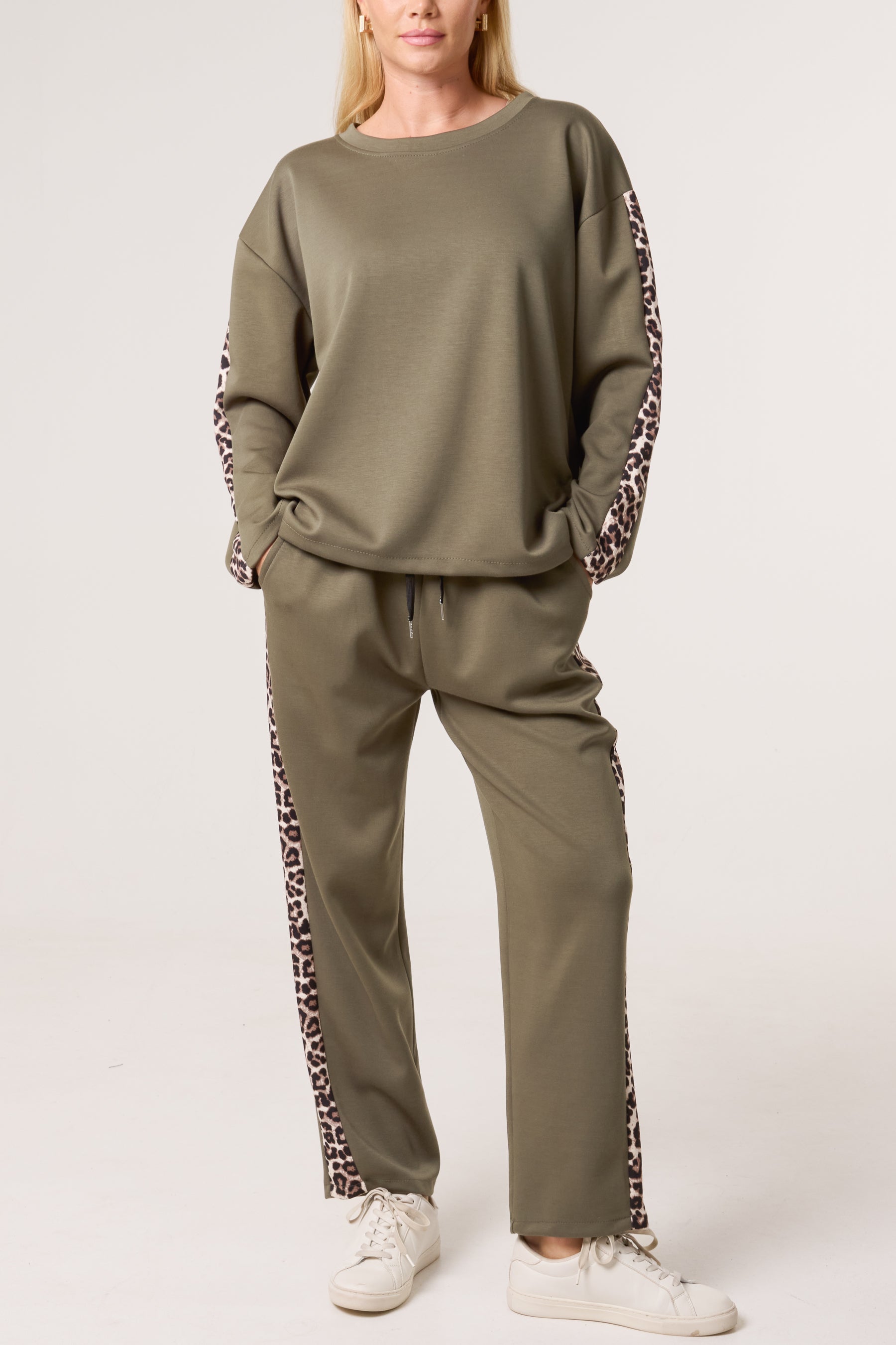 Leopard Print Detail Tracksuit Set
