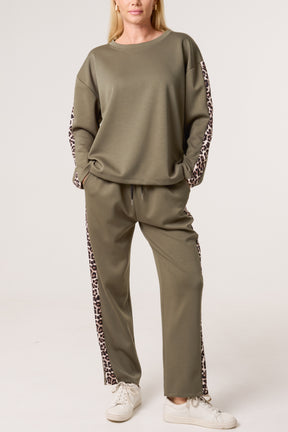 Leopard Print Detail Tracksuit Set