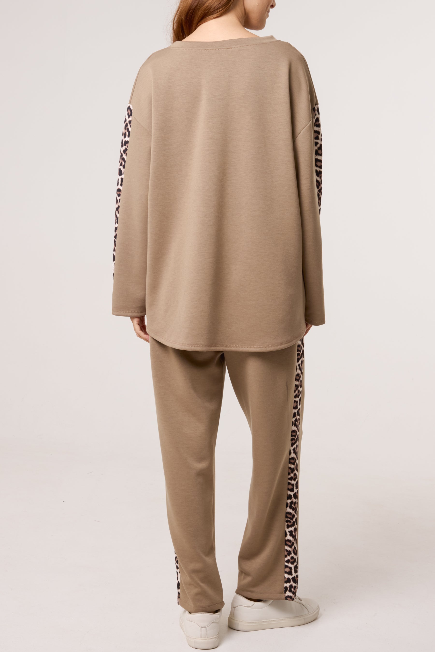Leopard Print Detail Tracksuit Set