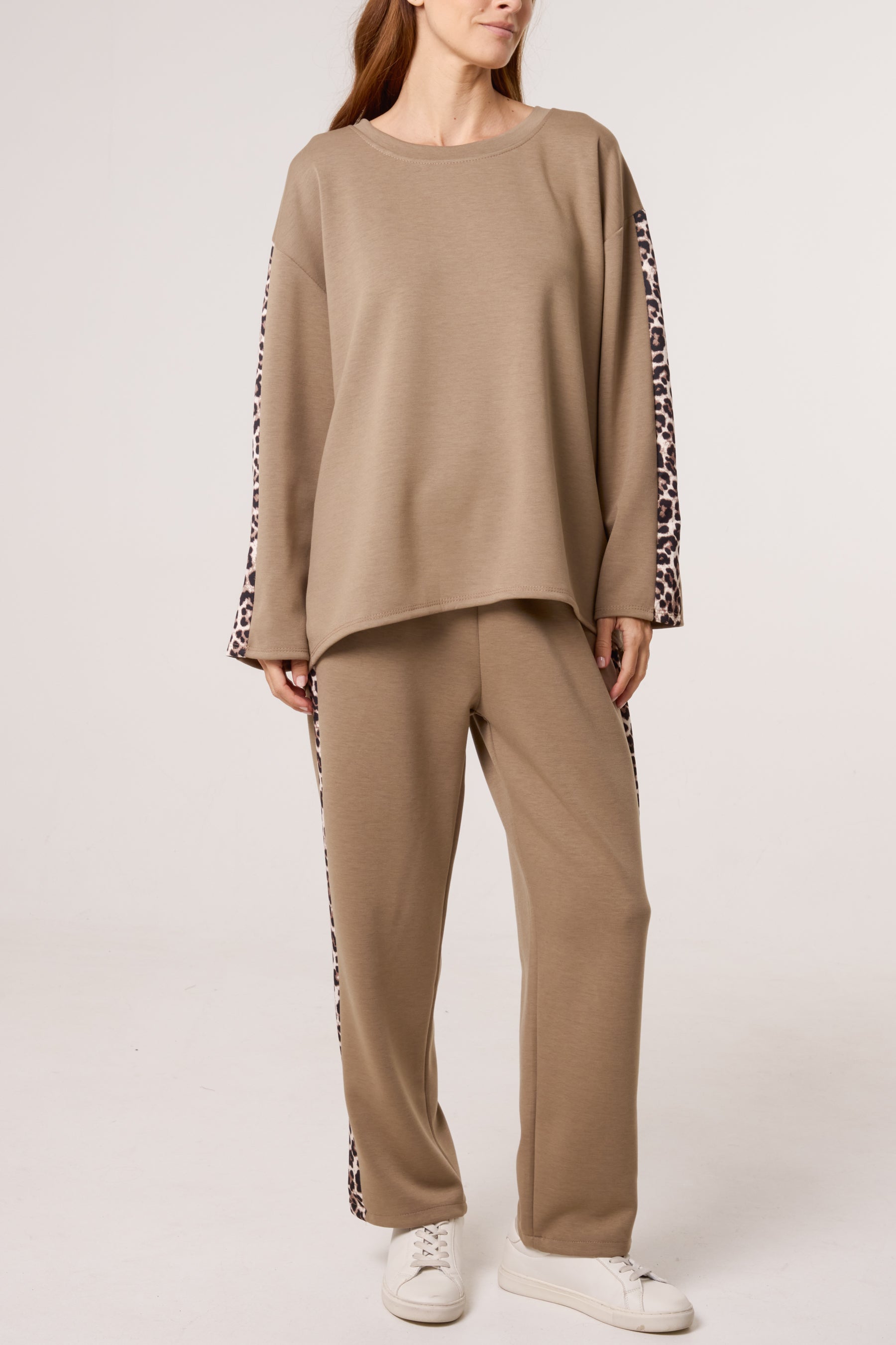 Leopard Print Detail Tracksuit Set