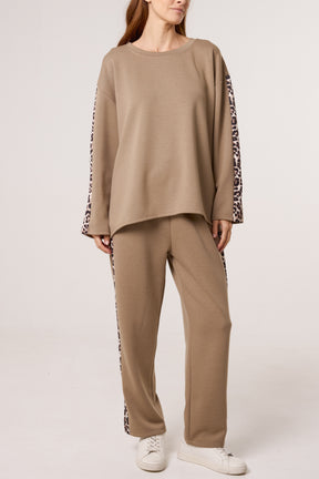 Leopard Print Detail Tracksuit Set