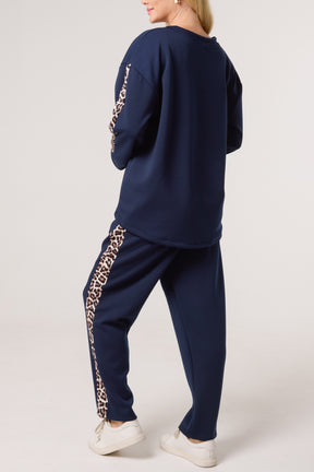 Leopard Print Detail Tracksuit Set